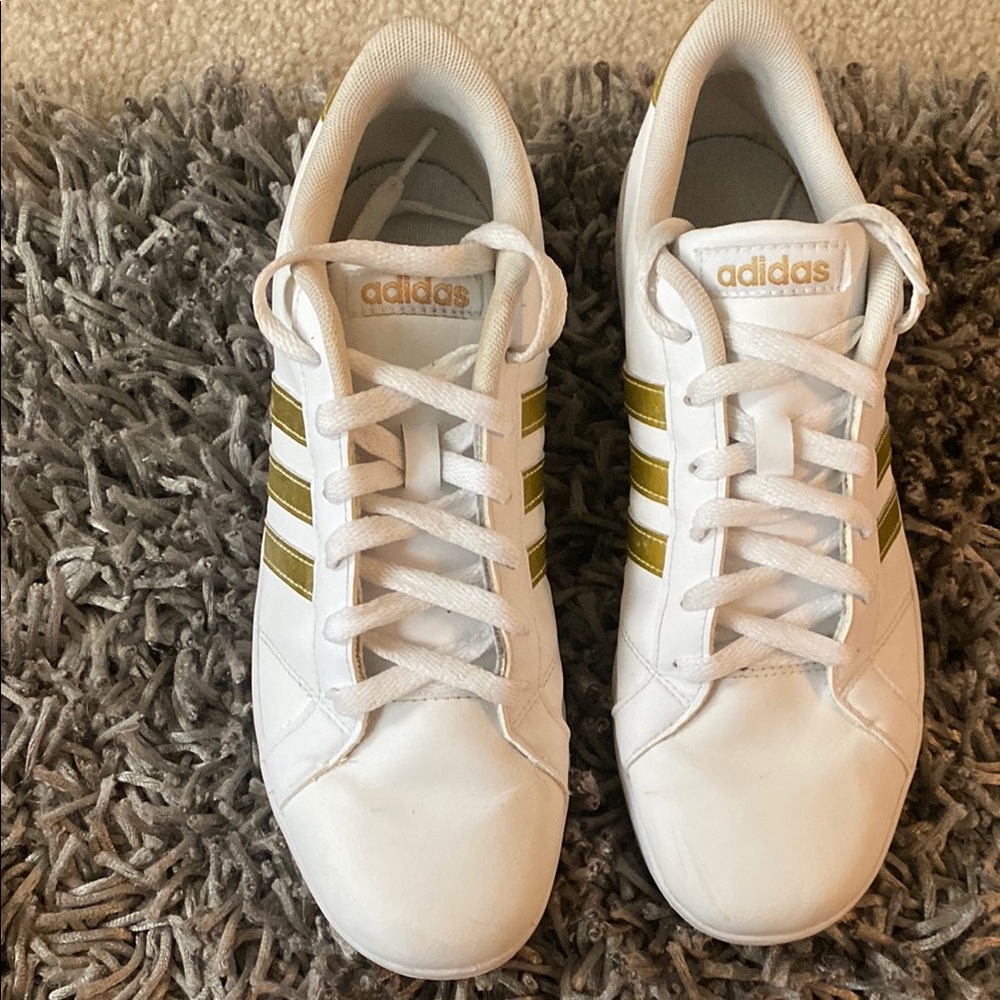 adidas White and Gold Women's Sneakers